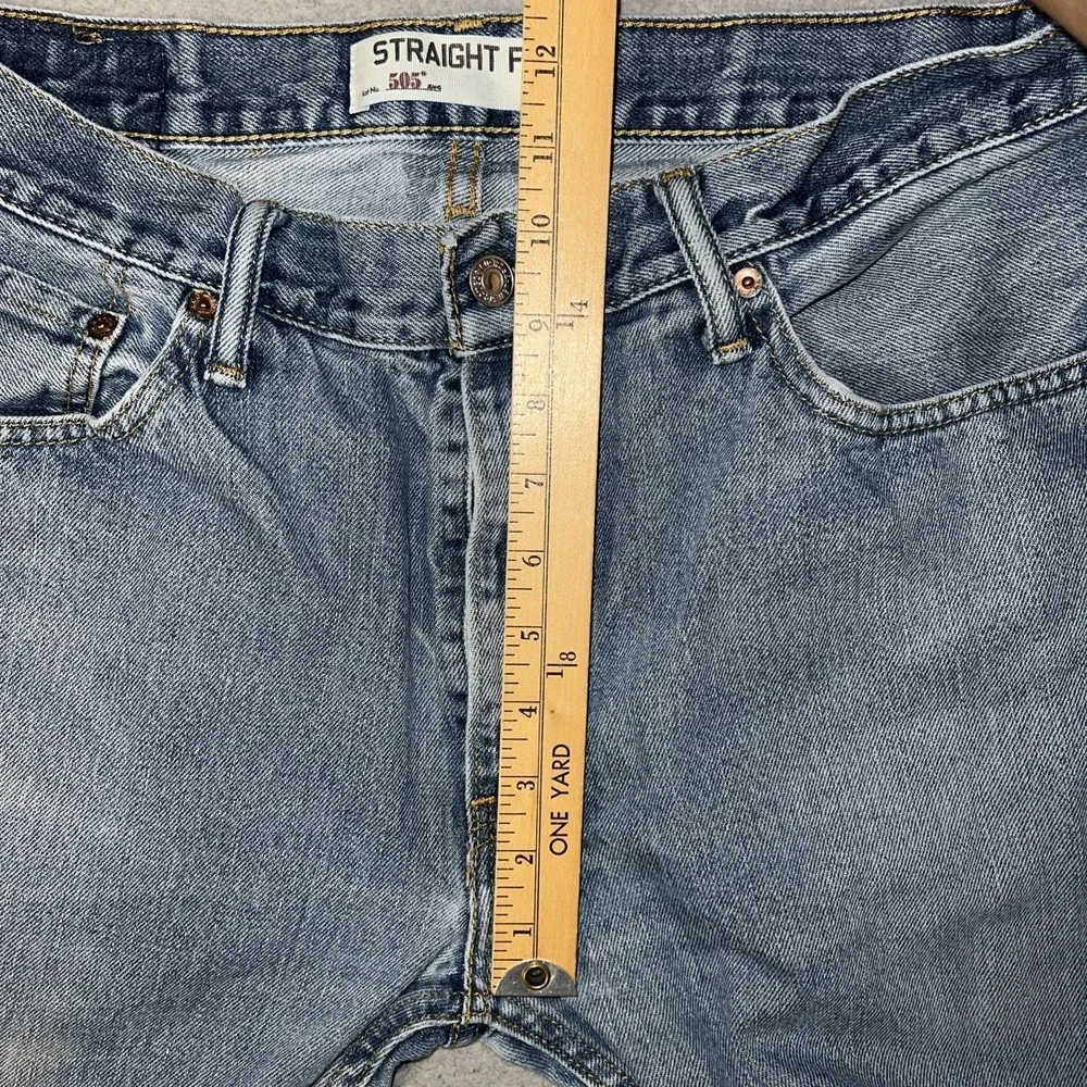 VTG Levi's 505 Batwing Jeans Men 34x34(30x31.5) Blue Denim Distress Straight Y2K